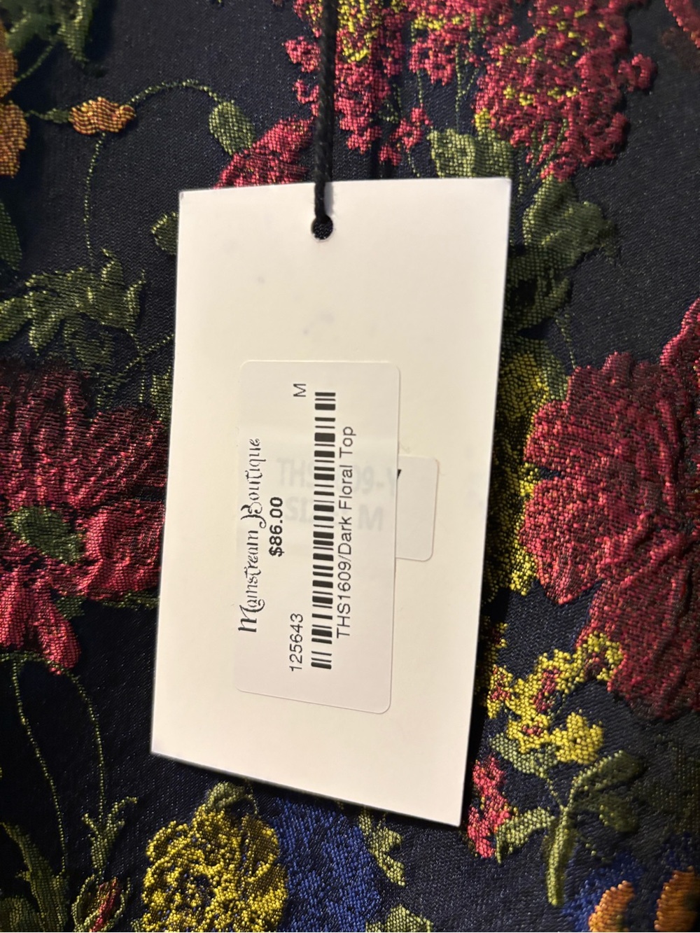THML Navy Floral Jacquard Puff-Sleeve Blouse - Picture 4 of 5